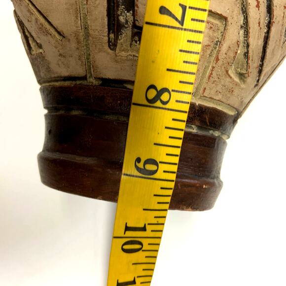 Vintage Decorative Segmented Wood Look Pottery Vase - Picture 7 of 8